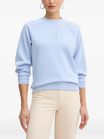 Armani Exchange Rhinestone-logo Raglan-sleeve Sweater In Blue