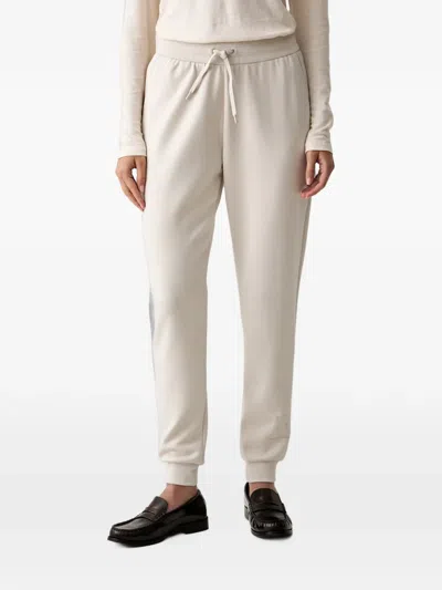 Armani Exchange Rhinestone-logo Track Pants In Neutrals