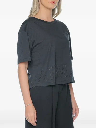 Armani Exchange Rhinestone-logo T-shirt In Gray