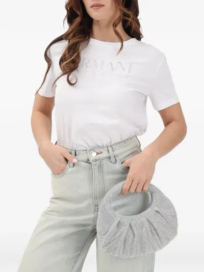 Armani Exchange Rhinestone-logo T-shirt In White