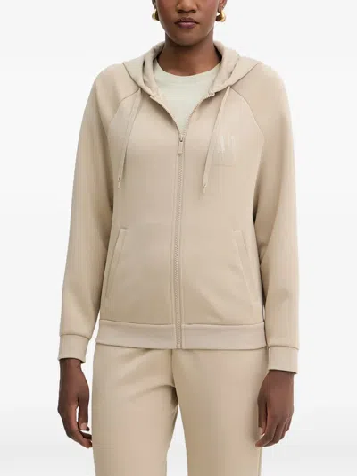 Armani Exchange Rhinestone-logo Zip-up Hoodie In Multi