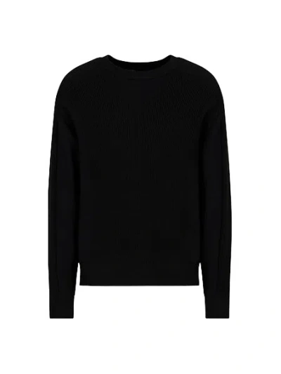 Armani Exchange Ribbed Black Pullover With Relaxed Fit In Dark Green