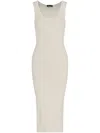 Armani Exchange Ribbed Body Con Maxi Dress In Neutrals