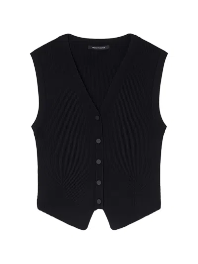 Armani Exchange Ribbed Buttoned Cardigan In Black