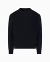 Armani Exchange Ribbed Cotton Crew Neck Sweater In Navy_blue