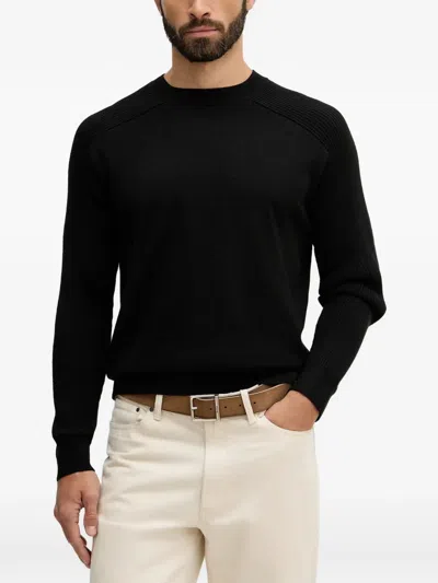 Armani Exchange Ribbed Crew-neck Sweater In Black