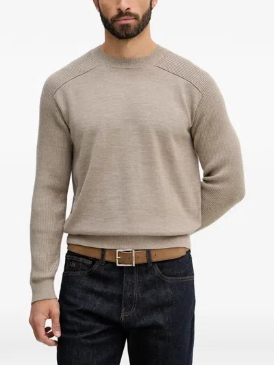 Armani Exchange Ribbed Crew-neck Sweater In Gray