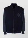 Armani Exchange Ribbed Cuffs And Hem Long Sleeves Jacket In Blue