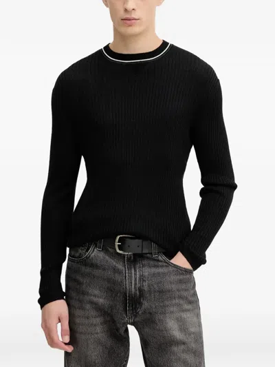 Armani Exchange Ribbed-knit Sweater In Black