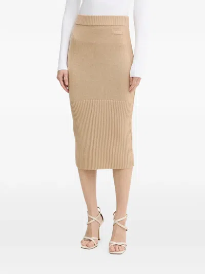 Armani Exchange Ribbed Midi Skirt In Multi