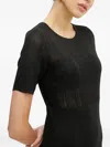 Armani Exchange Ribbed Short-sleeved Mini Dress In Black