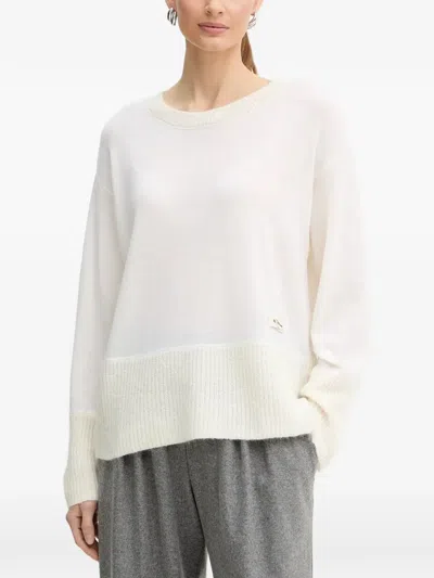 Armani Exchange Ribbed-trim Sweater In White