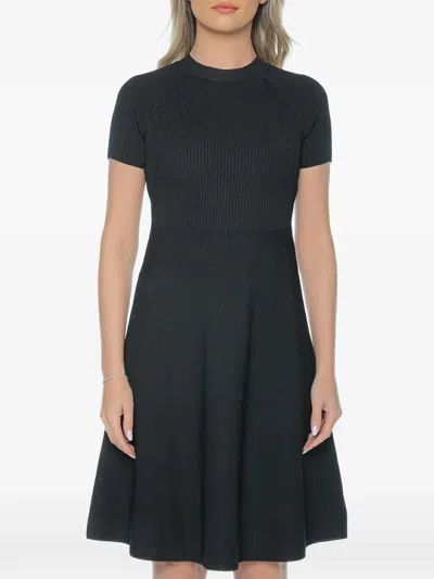 Armani Exchange Ribbed-knit Short-sleeve Midi Dress In Multi
