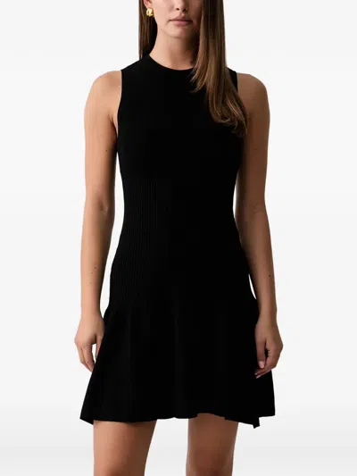 Armani Exchange Ribbed-knit Sleeveless Mini Dress In Black