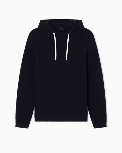Armani Exchange Rice Stitch Hooded Sweater In Black