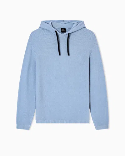 Armani Exchange Rice Stitch Hooded Sweater In Blue
