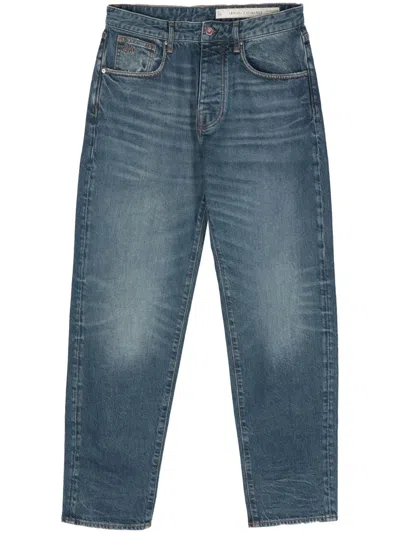Armani Exchange Ripped-detail Tapered Jeans In Blue