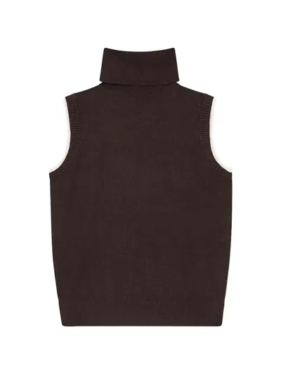 Armani Exchange Roll-neck Sleeveless Sweater In Brown