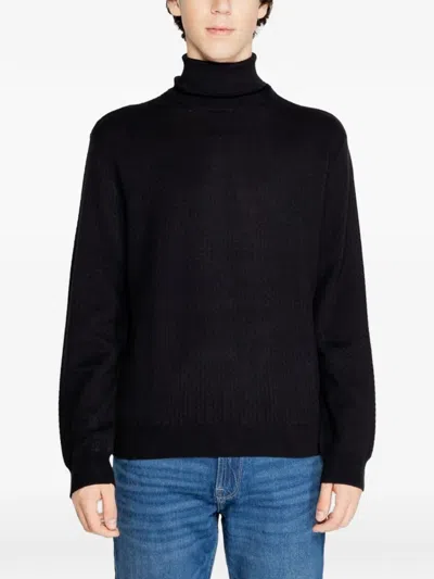 Armani Exchange Roll-neck Sweater In Black
