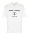Armani Exchange Round Collar Logo Embroidered T-shirt In White