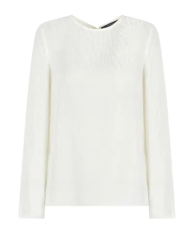 Armani Exchange Round-neck Pullover Shirt In White