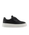 Armani Exchange Round Toe Low Top Sneakers In Black