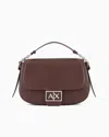 Armani Exchange Rounded Mini-bag With Monogram Logo In Brown