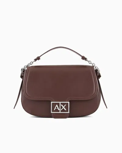Armani Exchange Rounded Mini-bag With Monogram Logo In Brown