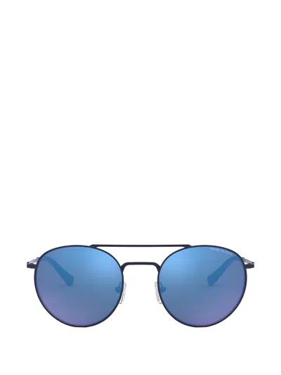 Armani Exchange Round-frame Double-bridge Sunglasses In Blue