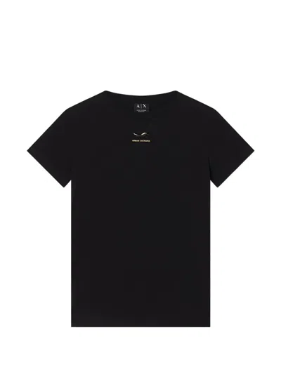 Armani Exchange Round-neck Logo T-shirt In Black