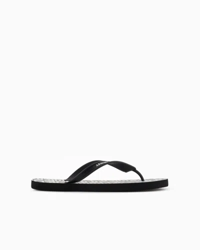 Armani Exchange Rubber Flip Flops With Logo Writing In Black