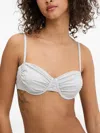 Armani Exchange Ruched Underwired Bikini Top In White