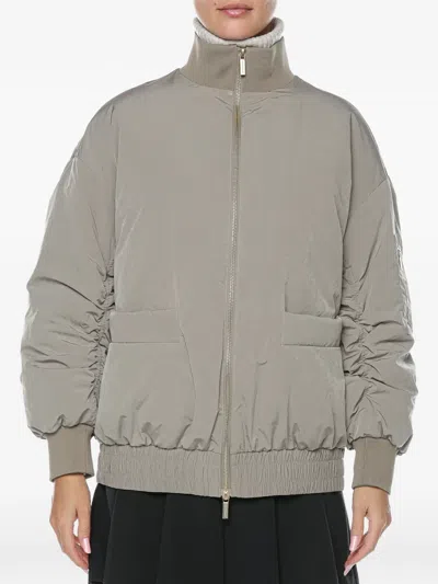Armani Exchange Ruched-sleeve Blouson Jacket In Gray