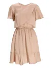 Armani Exchange Ruffled-overlay Dress In Neutral