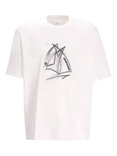Armani Exchange Sailboat-print T-shirt In White