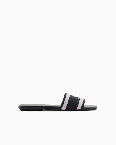 ARMANI EXCHANGE SLIPPERS WITH CONTRASTING BAND AND LOGO