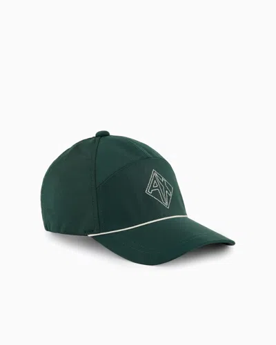 Armani Exchange Satin Fabric Visor Hat With Logo In Green