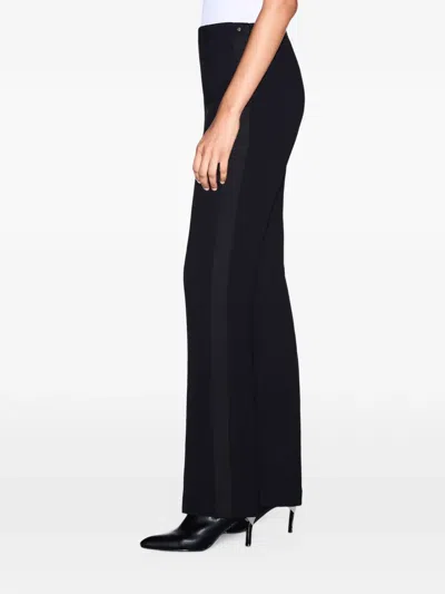 Armani Exchange Satin-trim Wide-leg Trousers In Black