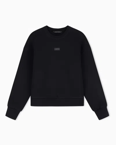 Armani Exchange Scuba Stretch Crew Neck Sweatshirt In Black