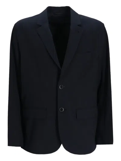 Armani Exchange Seersucker Buttoned Blazer In Blue
