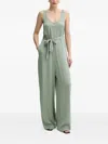 Armani Exchange Self-tie Jumpsuit In Green