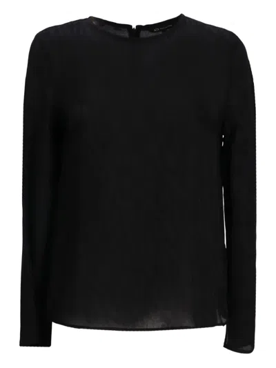 Armani Exchange Semi-transparente Bluse In Black