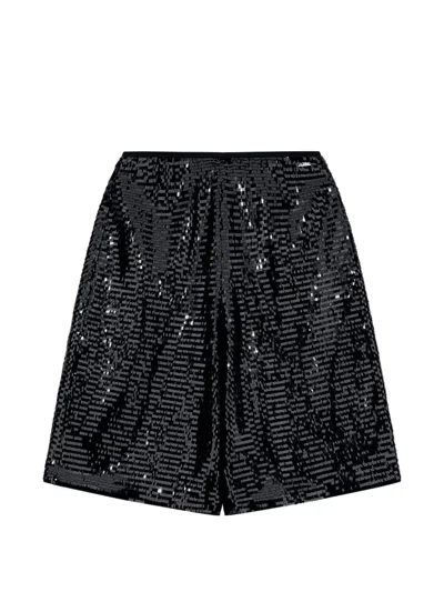 Armani Exchange Sequin-embellished Shorts In Black