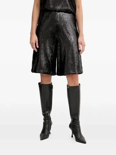 Armani Exchange Sequin Shorts In Black