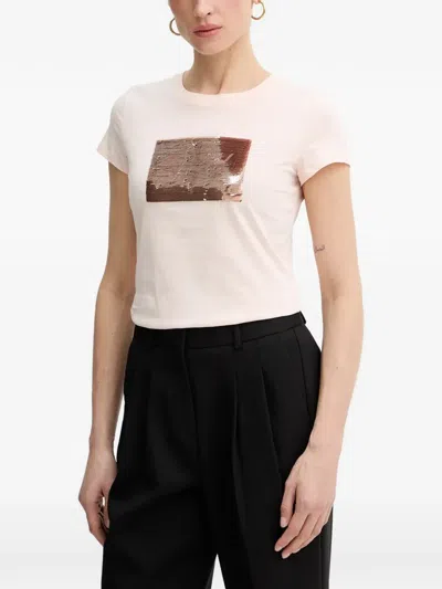 Armani Exchange Sequin-embellished T-shirt In White