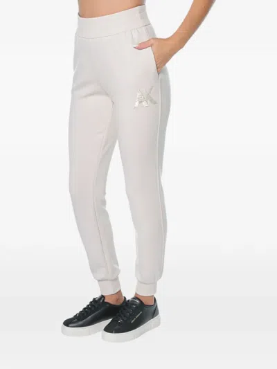 Armani Exchange Sequin-logo Track Pants In White