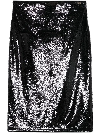 Armani Exchange Sequinned Midi Skirt In Black