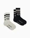 ARMANI EXCHANGE SET OF 2 PAIRS OF MIXED COTTON SOCKS WITH LOGO