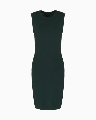 Armani Exchange Sheath Dress With Allover Logo In Green
