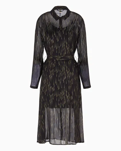 Armani Exchange Sheer Chiffon Shirt Dress With Foil Print In Black |  ModeSens